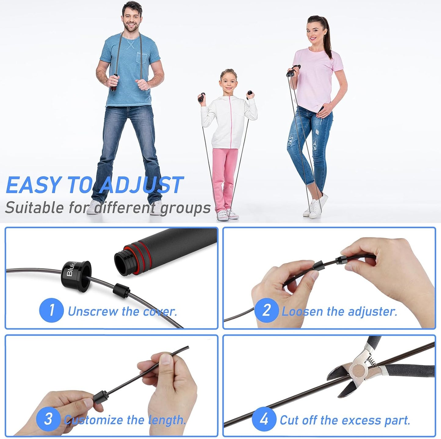 Corde À Sauter, Speed Jump Rope Réglable Pour Hommes & Femmes , Roulements À Billes En Acier, Poignées Antidérapantes En Mousse, Câble En Acier Pour Fitness, Crossfit, Sport, Boxe, GYM