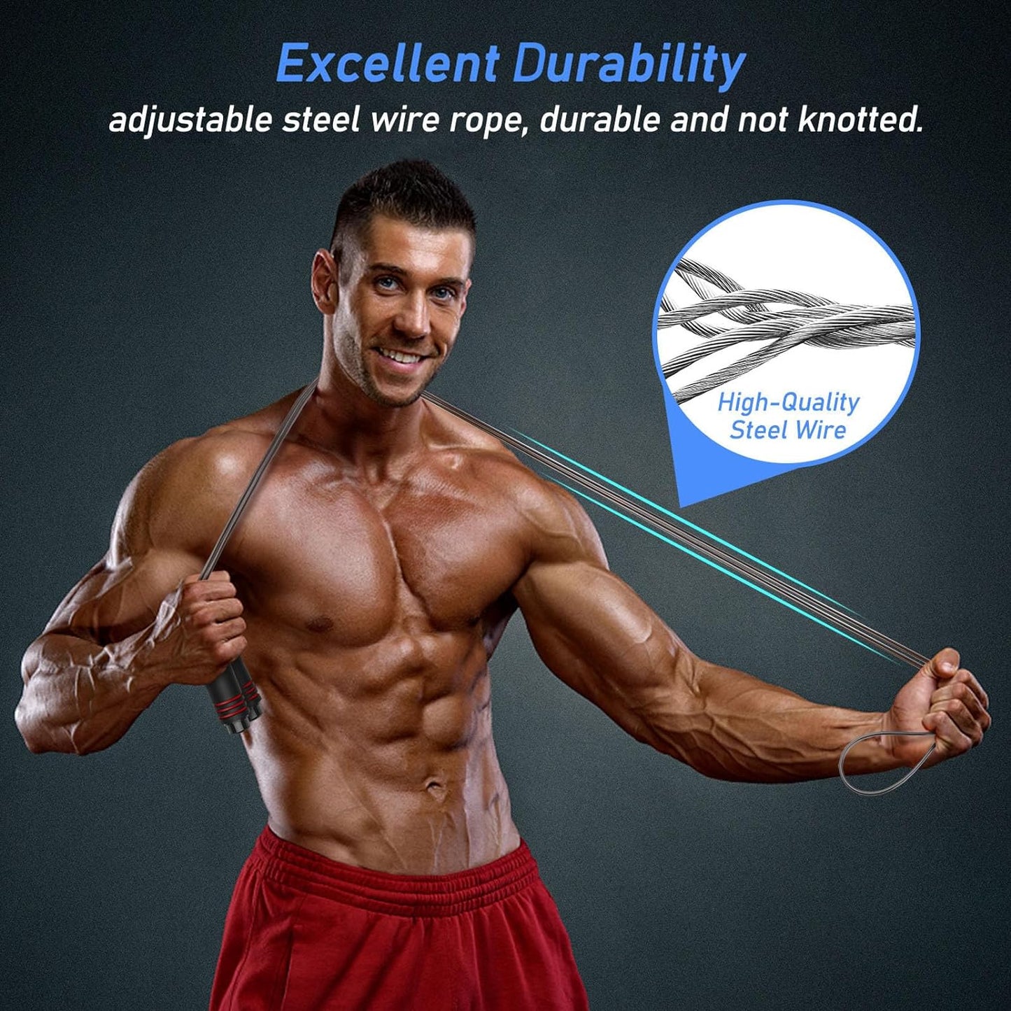 Corde À Sauter, Speed Jump Rope Réglable Pour Hommes & Femmes , Roulements À Billes En Acier, Poignées Antidérapantes En Mousse, Câble En Acier Pour Fitness, Crossfit, Sport, Boxe, GYM