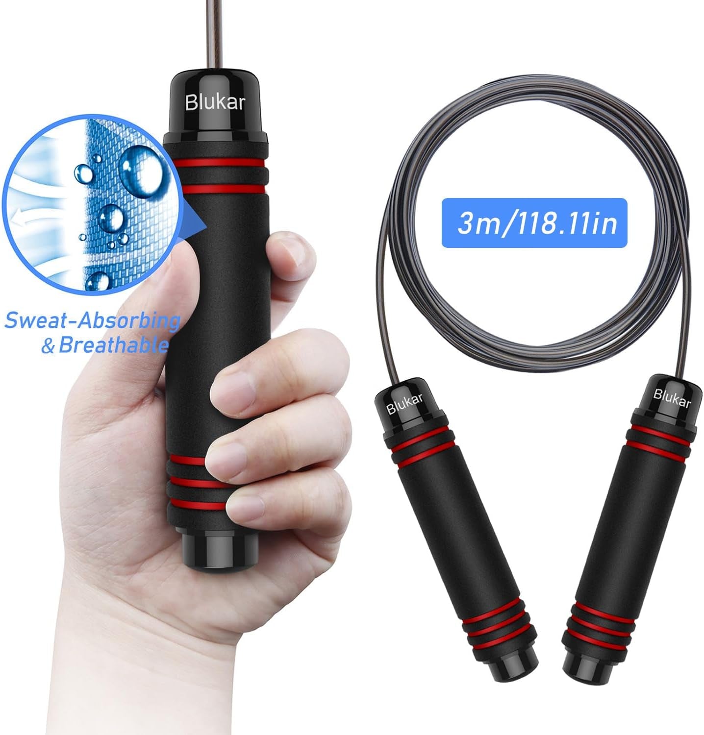 Corde À Sauter, Speed Jump Rope Réglable Pour Hommes & Femmes , Roulements À Billes En Acier, Poignées Antidérapantes En Mousse, Câble En Acier Pour Fitness, Crossfit, Sport, Boxe, GYM