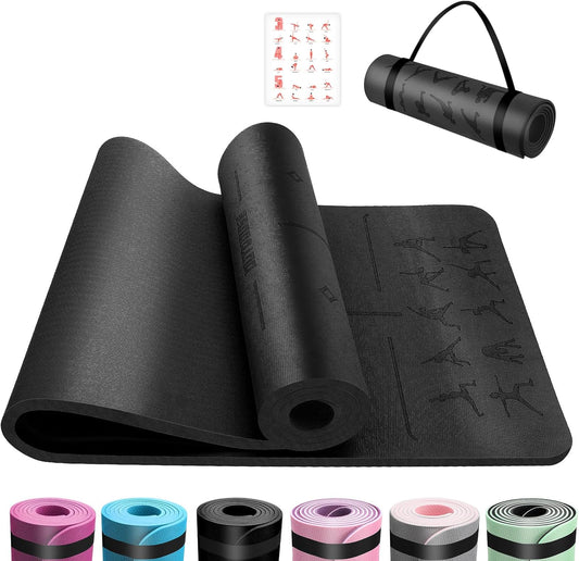 Tapis De Yoga,Tapis De Sport, Antidérapant,Pour La Gymnastique,Pilates,Yoga,Maison,Voyage,Tapis De Gymnastique Avec Sangles De Rangement,183X61X0.6Cm